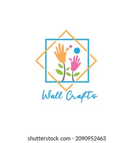 color line vector hand and flower design wall decoration