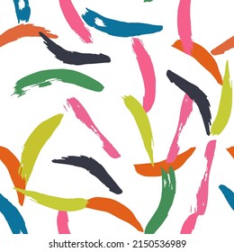 Color Line Vector Seamless Pattern. Geometric Stripe Pattern. Wall Smear Design. Brush Paper Print.