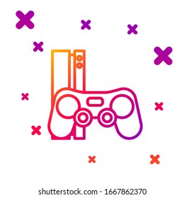 Color line Video game console with joystick icon isolated on white background. Gradient random dynamic shapes. Vector Illustration
