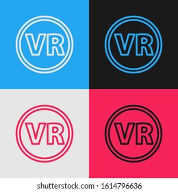 Color line Virtual reality glasses icon isolated on color background. Stereoscopic 3d vr mask. Vintage style drawing. Vector Illustration