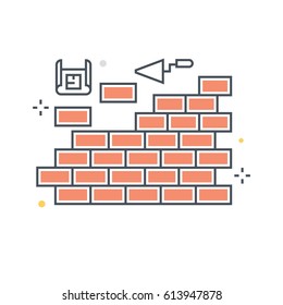 Color line, wall concept illustration, icon, background and graphics. The illustration is colorful, flat, vector, pixel perfect, suitable for web and print. It is linear stokes and fills.