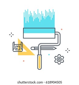 Color line, wall paint illustration, icon, background and graphics. The illustration is colorful, flat, vector, pixel perfect, suitable for web and print. It is linear stokes and fills.