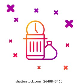 Color line Waste of time icon isolated on white background. Trash can. Garbage bin sign. Recycle basket icon. Office trash icon. Gradient random dynamic shapes. Vector