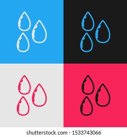 Color line Water drop icon isolated on color background. Vintage style drawing. Vector Illustration