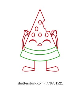 color line watermelon kawaii fruit with arms and legs
