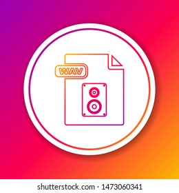 Color line WAV file document. Download wav button icon isolated on color background. WAV waveform audio file format for digital audio riff files. Circle white button. Vector Illustration