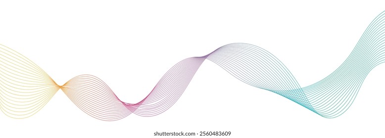 Color line waves effect. Vector illustration. Audio curved equalizer  isolated on white background. EPS 10