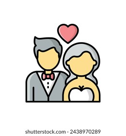 Color line Wedding contract vector icon