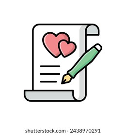 Color line Wedding Contract vector icon