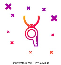 Color line Whistle icon isolated on white background. Referee symbol. Fitness and sport sign. Gradient random dynamic shapes. Vector Illustration Color line Whistle icon isolated on white background. Referee symbol. Fitness and sport sign. Gradient random dynamic shapes. Vector Illustration