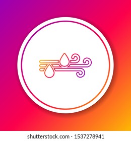Color line Wind and rain icon isolated on color background. Windy weather. Circle white button. Vector Illustration