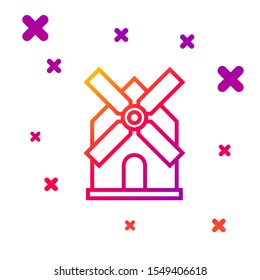 Color line Windmill icon isolated on white background. Gradient random dynamic shapes. Vector Illustration