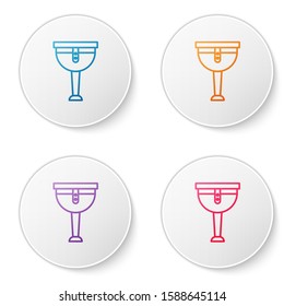 Color line Wooden pirate leg icon isolated on white background. Set icons in circle buttons. Vector Illustration