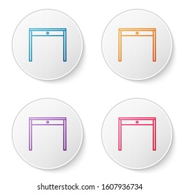 Color line Wooden table icon isolated on white background. Set icons in circle buttons. Vector Illustration