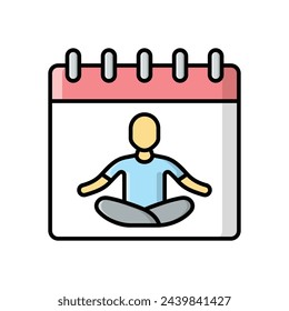 Icono de vector de programación de yoga de línea de color