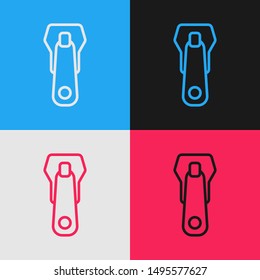 Color line Zipper icon isolated on color background. Vintage style drawing. Vector Illustration Color line Zipper icon isolated on color background. Vintage style drawing. Vector Illustration