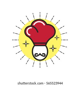 Color linear icon. Stylized chef. One image of series Restaurant icons. Vector illustration. Can be used for applications and websites