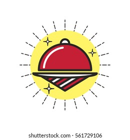 Color linear icon. Stylized restaurant cloche. One image of series Restaurant icons. Vector illustration. Can be used for applications and websites