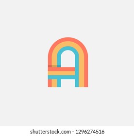 Color Lined Letter A Minimal Logo