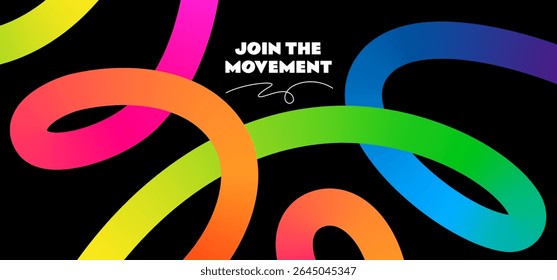 Color Lines Abstract Background. Wavy Ribbon Pattern with Rainbow Gradient. Vector Design Elements with Loop Gradient Lines