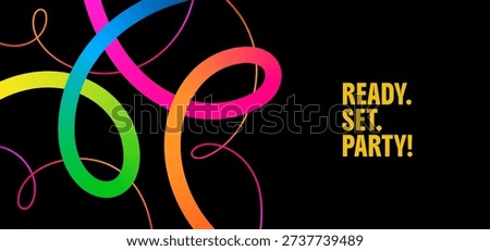 Color Lines Abstract Pattern. Gradient Curve Shape Ribbon Background. Vector Party Graphic Design. Rainbow Color Gradient Wave Lines.