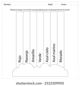 Cor nas linhas a cor correspondente para o arco- íris