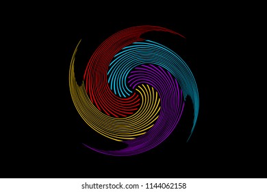 Color lines form the abstract background of a twisted vortex
