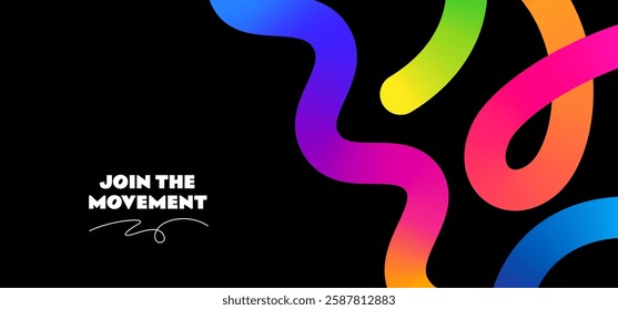 Color Lines with Gradient. Vector Abstract Background. 3D Pattern with Fun Wavy Shapes. Squiggle Rainbow Ribbons. Geometric Graphic Elements