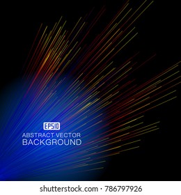 Color lines make up the abstract vector background of luminous radial