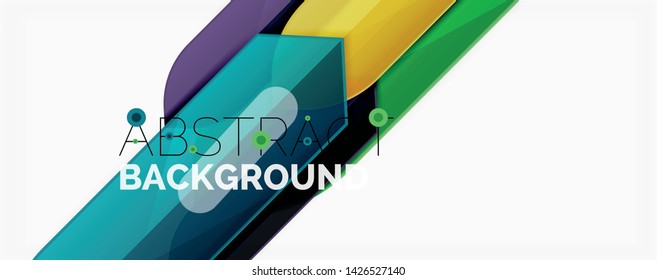 Líneas de color, fondo abstracto geométrico moderno. Diseño minimalista, concepto creativo, franjas con flechas y formas triangulares. Ilustración del vector
