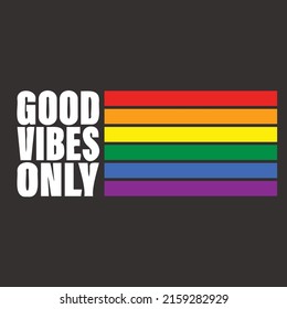 Color lines rainbow with white good vides text