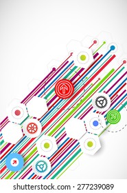 Color lines technology abstract background. Vector