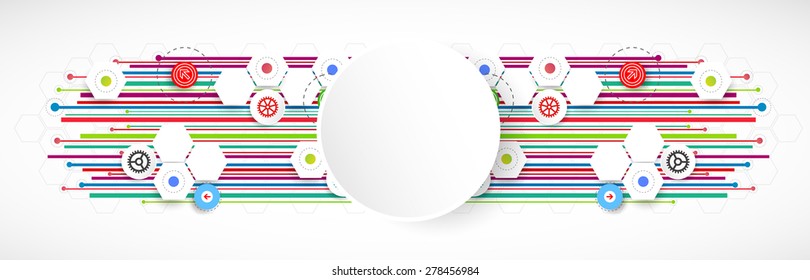 Color lines technology abstract background. Vector