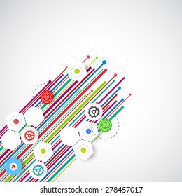 Farblinien-Technologie, abstrakter Hintergrund. Vektorgrafik
