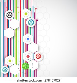 Color lines technology abstract background. Vector