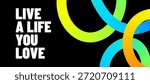 Color lines vector banner background. Abstract design with colorful liquid gradient lines and motivational fun typography on black backdrop. Modern art pattern, energy, vibrant party and inspiration.