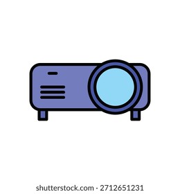 Icono de proyector de estilo de línea de color que representa presentaciones, reuniones de oficina, lecciones de aula y configuraciones de pantalla. Ideal para empresas, educación, infografías, App, Sitios web y diseño relacionado con la tecnología