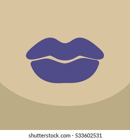 Color lips biting retro icon isolated on background. Vector illustration of kiss