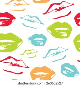 Color lips seamless pattern