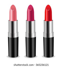 Color Lipstick Set With Gradient Mesh, Vector Illustration