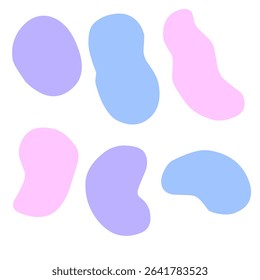 Color liquid blob shapes, Colorful pastel vector organic random forms, fluid silhouette, simple smooth ink stain. Highlight for social media stories