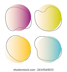 Color liquid blob shapes, gradient vector organic random forms with lines, abstract fluid silhouette, simple smooth ink stain. Highlight for branding, social media, packaging, web design, creative