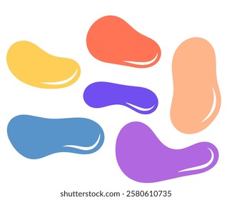 Color liquid blob shapes, pastel vector organic random forms, fluid silhouette, simple smooth ink stain. Highlight for social media stories