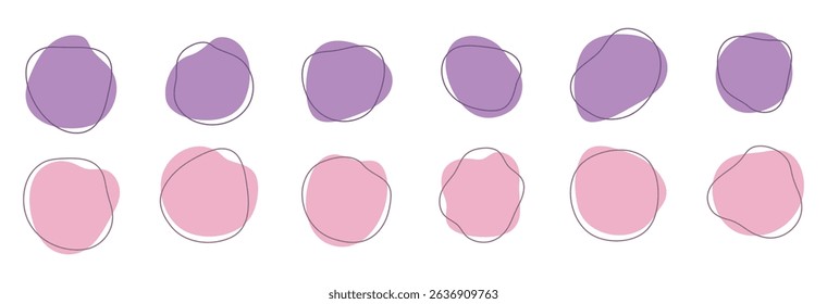 Color liquid blob shapes, pastel vector organic random forms, fluid silhouette, simple smooth ink stain. Highlight for social media stories vector illustration.