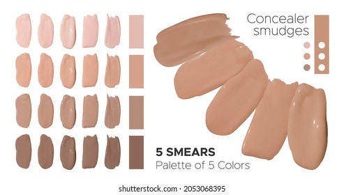 Color Liquid Foundation Smudges. Cosmetic Concealer Textur. Beige realistische Creme. Gesichtspflegeprodukt. Stiftung schlägt vor. Mode Make-up Splash. Hautbeauty-Basis. Brown Foundation Smudges.