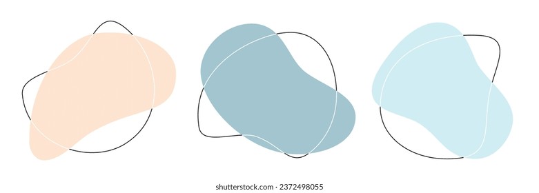 Color liquid irregular amoeba blob shapes vector collection isolated on white background. Pastel colors fluid bobble blotch forms set, deform drops graphic elements.