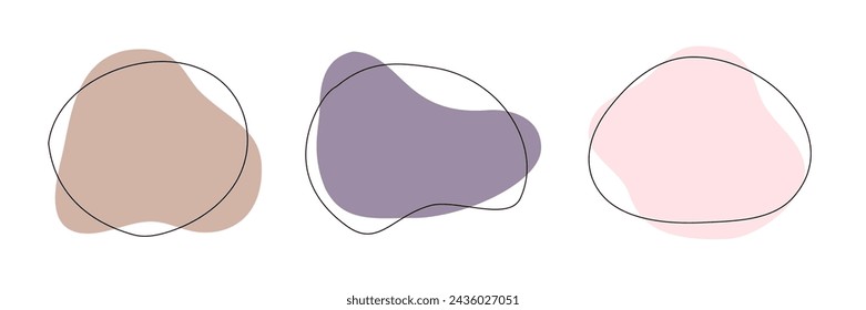 Color liquid irregular amoeba blob shapes vector collection isolated on white background. Pastel colors fluid bobble blotch forms set, deform drops graphic elements.