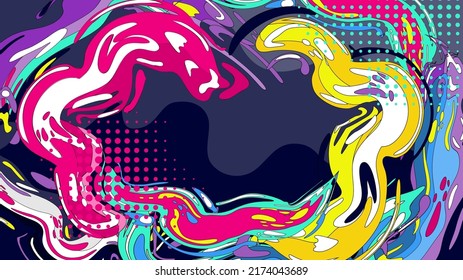 Color Liquid Wave and flow background. Abstract colorful shape. Design for comics cartoon advertising posters, banners and layots. Element for business cards, invitations, gift cards, flyers