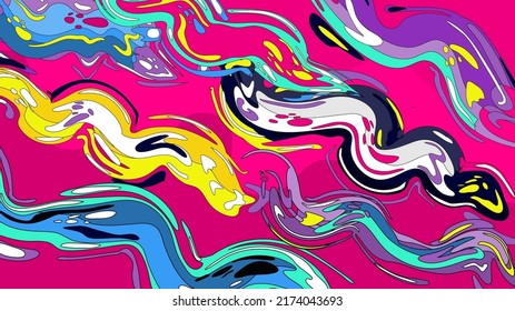 Color Liquid Wave and flow background. Abstract colorful shape. Design for comics cartoon advertising posters, banners and layots. Element for business cards, invitations, gift cards, flyers