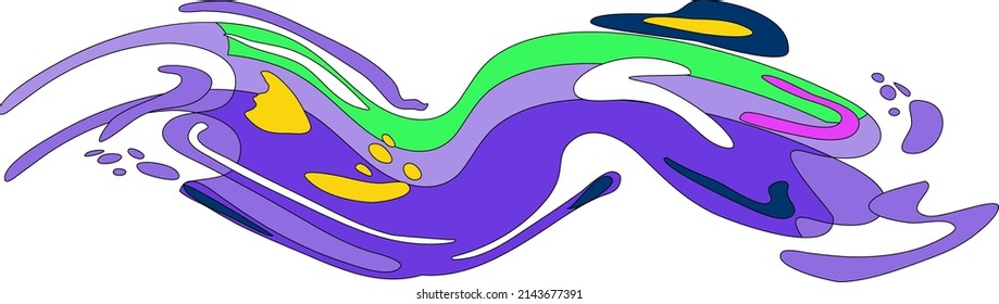 Color Liquid Wave flow element. Abstract colorful shape. Design for comics cartoon advertising posters, banners and layots. For business cards, invitations, gift cards, flyers and brochures.